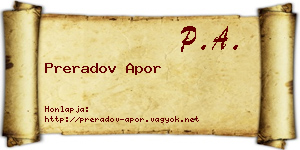 Preradov Apor névjegykártya